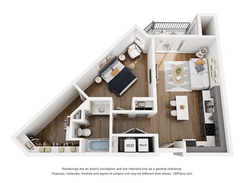 1C 1  Bed   1  Bath   687 Sq. Ft. Floor Plan at Prairie Encore, Missouri, 63368